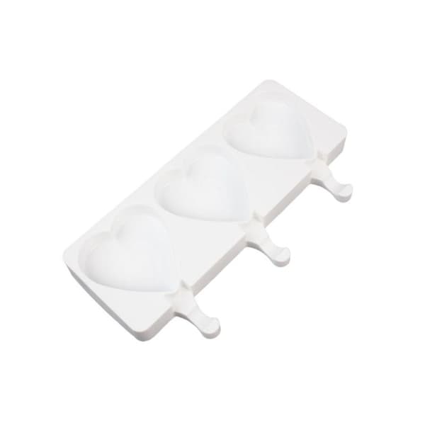 Hjerteisform, Hjerte Popsicle Silikonform Isform 3 stk Is Vit white