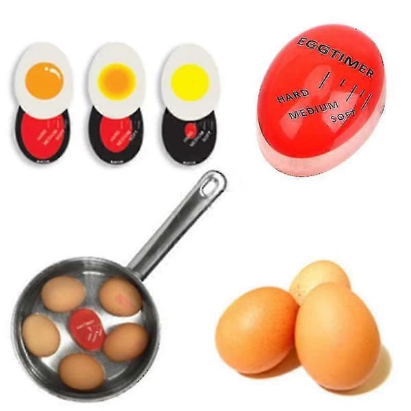 3-delt eggtimer-sett, eggtimer varm eggtimer myk, medium eller hard misfarget eggtimer for kjøkken og hjemmetid (rød)