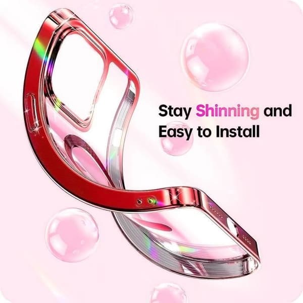 Etui for iPhone 16 Pro Max - Transparent beskyttelse Rød kromkant med magnetisk ring