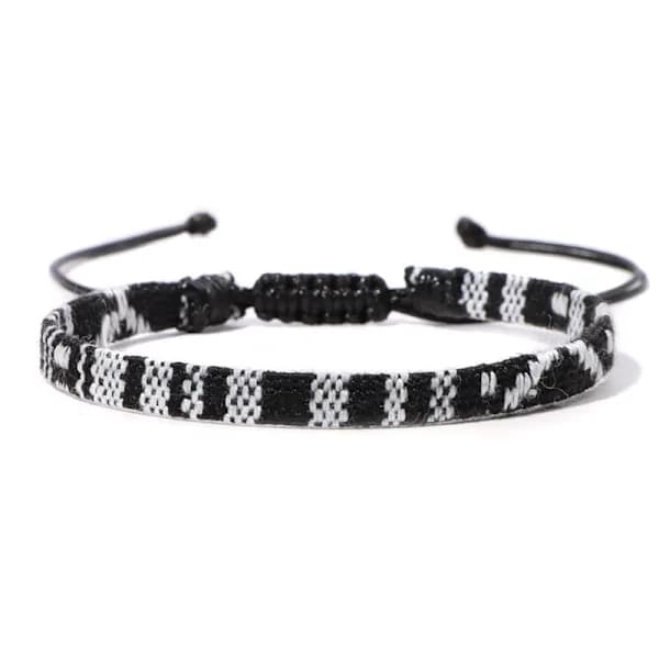 (Sort & Hvid) 2x Surferarmbånd sæt til mænd og kvinder - boho hi