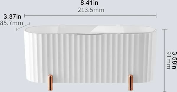 White 3-Compartment Cosmetic Storage Box with Dustproof Lid for Makeup
