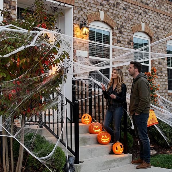 elastisk, mykt og gjenbrukbart Halloween-spindelvev