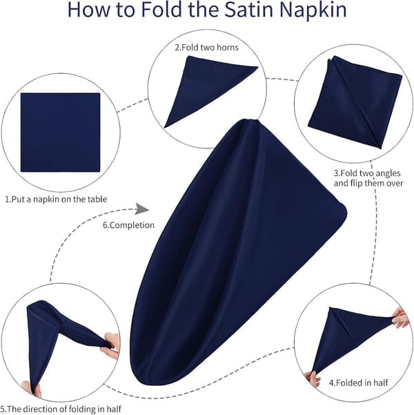 12-pack Square Satin Napkins Bright Silk Napkins Soft and Smooth