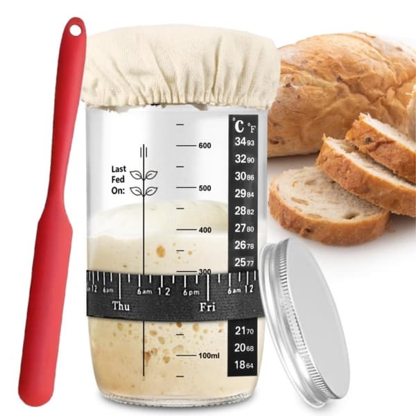 Sourdough 730ml Gæringsglas Glas bageudstyr starterbeholder Transparent transparent
