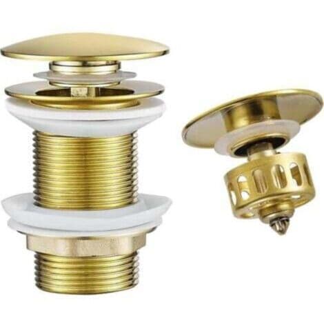 Gold Retractable Drain Plug Without Overflow, Drain Plug With Strainer, Brass Drain Plug For Bathroom Sink.