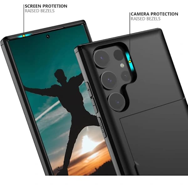 S25 Ultra, Shockproof Case, Card Slot, Extra Reinforced, Black