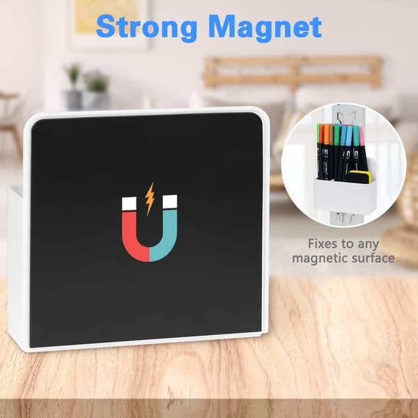 2-pak magnetisk penneholder, magnetisk bakke til whiteboardtilbehør, markørholder til skolekontor, metalskab, hvid