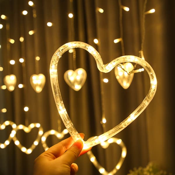 LED-lyslenke hjertegardinlys Valentinsdag bryllup