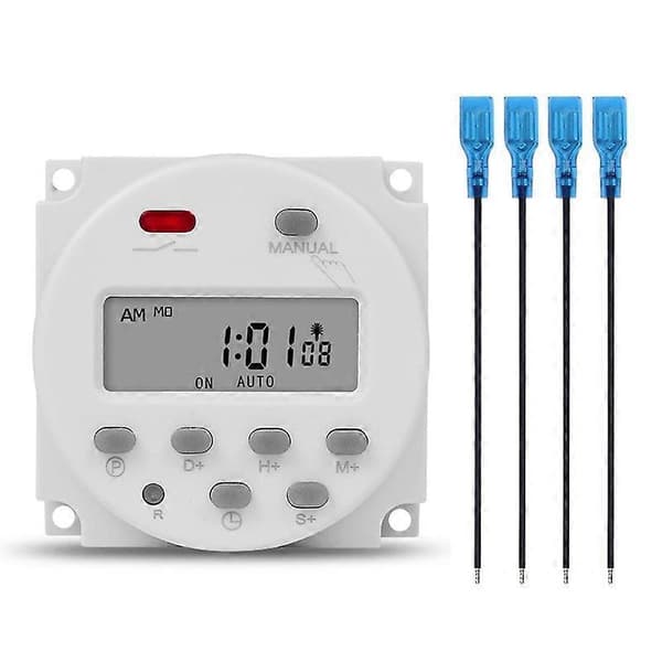 SINOTIMER 1 Sekunds Interval 12V Digital LCD Timer Switch 7 Dage Ugentlig Programmerbar Tidsrelæ Progr (FMY) Hvid White