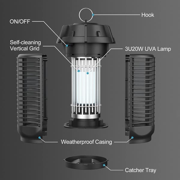 20W/4000V Elektrisk Myggedræber Vandtæt Fluefælde Lampe