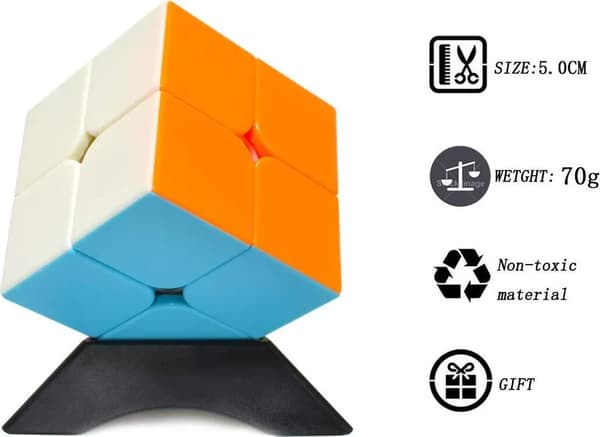 2 kpl Rubikin kuutio 3x3|2x2 ilman tarroja, kuutiolelut lapsille