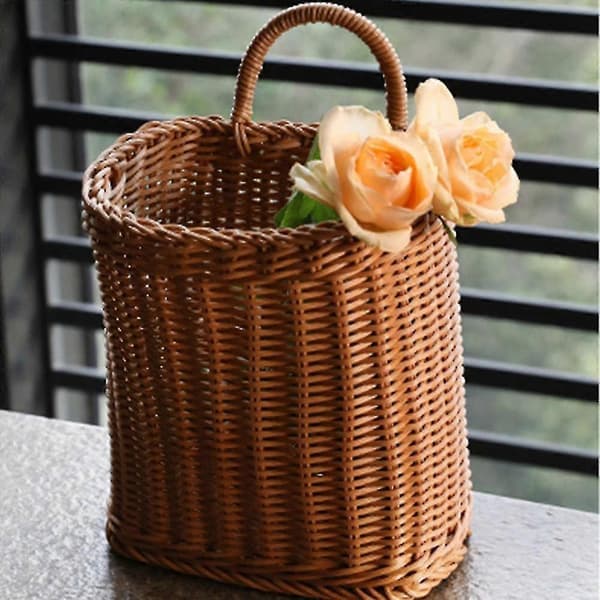 Basket with handle, woven hanging baskets for living room, fruit sundry organizer, hand-woven basket