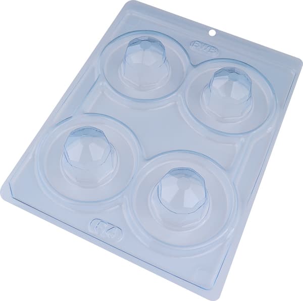 Pralinform Kuppel Diamant Sjokoladeform - BWB 54 - Spesiell 3-delt form Transparent transparent