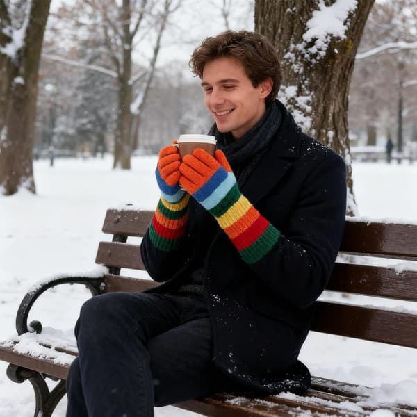 Generiske vinterhandsker touchscreen handsker stribede vinter herre dame -