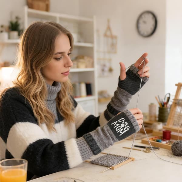 varme handsker uden fingre | termiske vanter halvfingre vinterhandsker strik, varme, elastiske, touchscreen-kompatible – kørsel, cykling, sort Schwarz