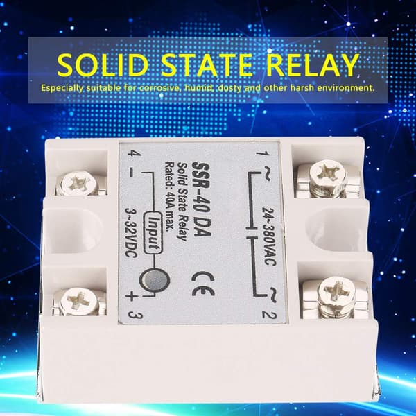 Enkelfaset DC-AC Solid State-relé SSR-40DA 40A Inngangsspenning 3