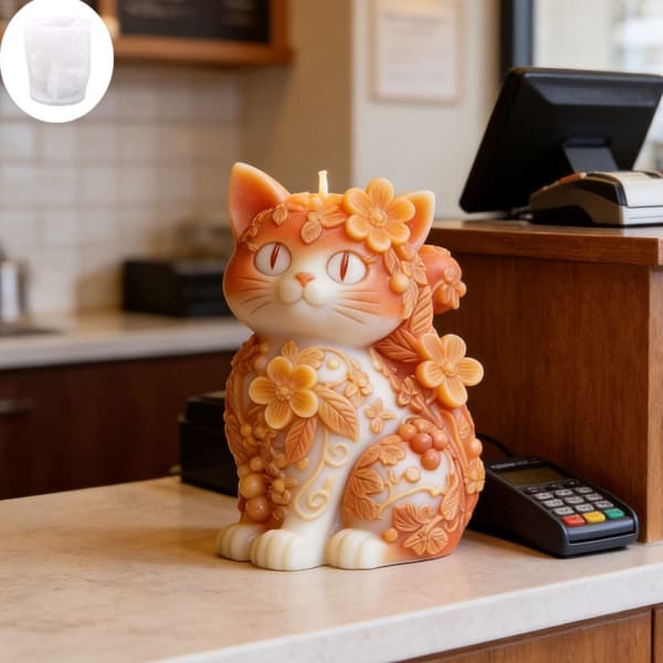 Detaljert 3D-katt silikonform ideell for dekorative lys til hjemmet