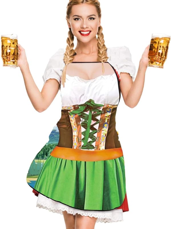 Oktoberfest-forklæde, bayersk forklæde blødt kvindeligt mandligt unisex 05 - 5