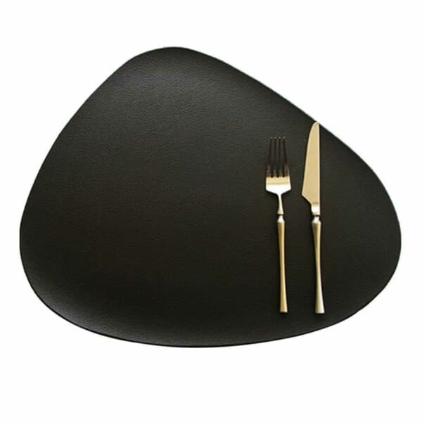 4 kpl pöytätabletti tekonahkaa pyöristetty musta 43x36cm musta black