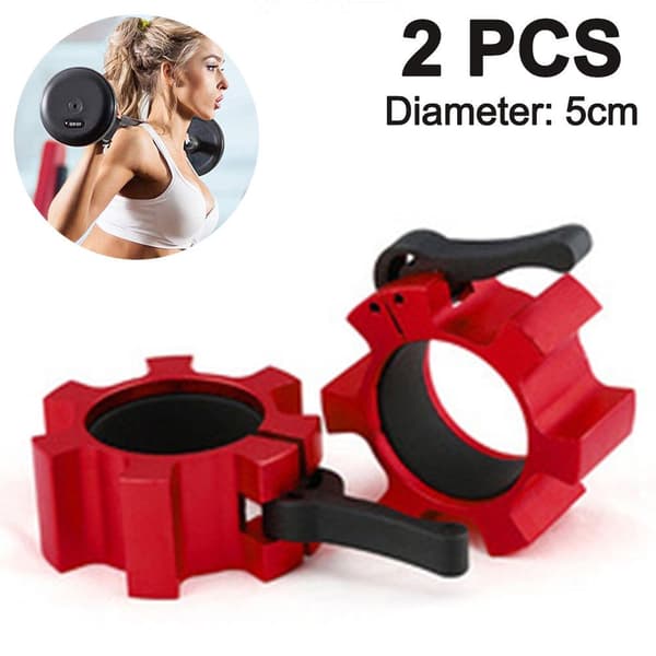 Quick Release Collars 50 mm – Set of 2 Dumbbell Fasteners Red