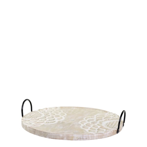 Tours serving tray Ø41 cm in mango wood – with cut-out | Chic Antique