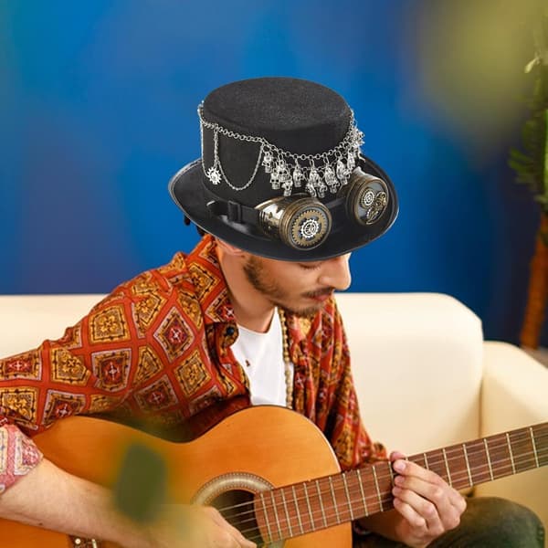 Steampunk-hattu suojalaseilla, pelottava pääkallopäähine