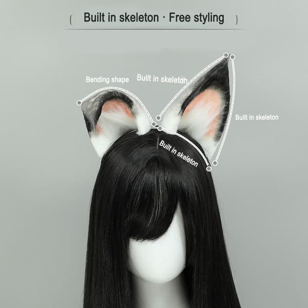Ræv, kat, lang pels, ører, hårbånd, ulv, dyr, anime, Halloween KLB