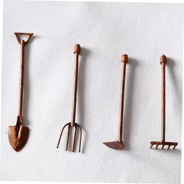 Miniature haveredskab 8 stk. af zinklegering, dekorativt -