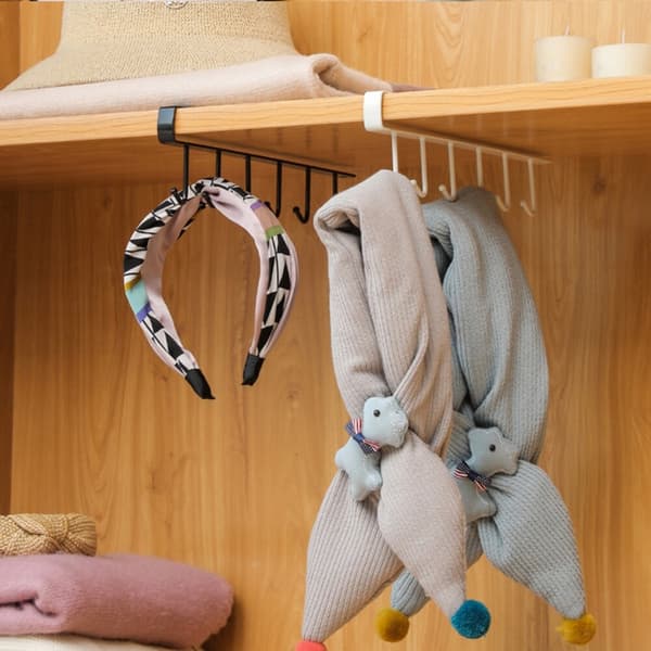 Pack of Sturdy Storage Shelf Hooks for Home Kitchen Bathroom Hook Holder with 6 Hooks, White