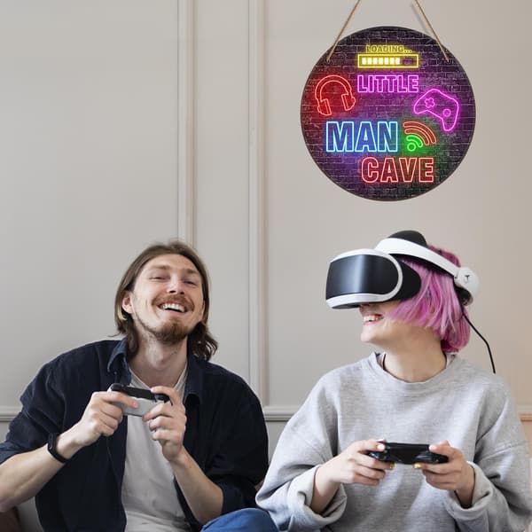 Neon Little Man Cave-skilt, veggdekorasjon for gutterom, julegave til sønn, lekerom