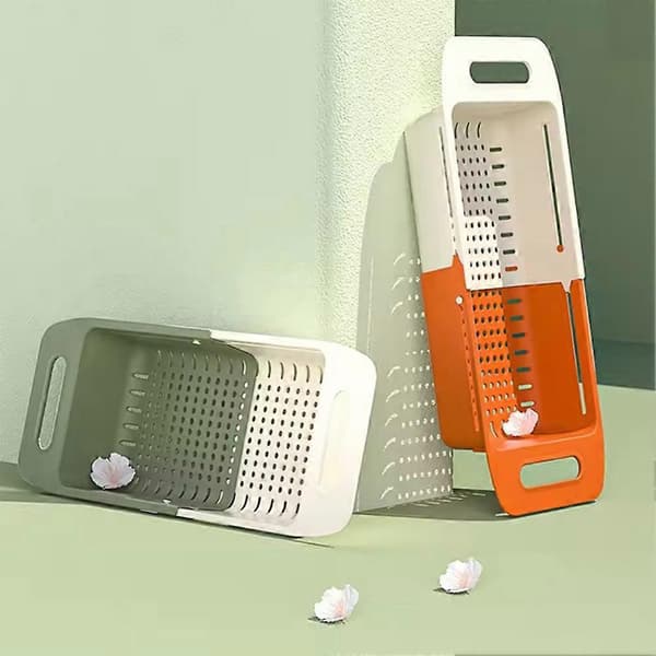 Telescopic Kitchen Sink Vegetables Fruits Drain Basket A