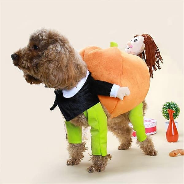 Rolig 3D-græskardragt i bomuld til kæledyr, Halloween-festkjole til hunde og katte