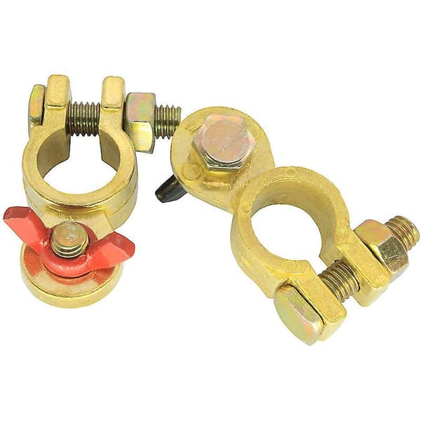 12V/24V Battery Clamp, Battery Terminals with Wing Nut, Thickened Battery Connector (1 Pair) Fonepro