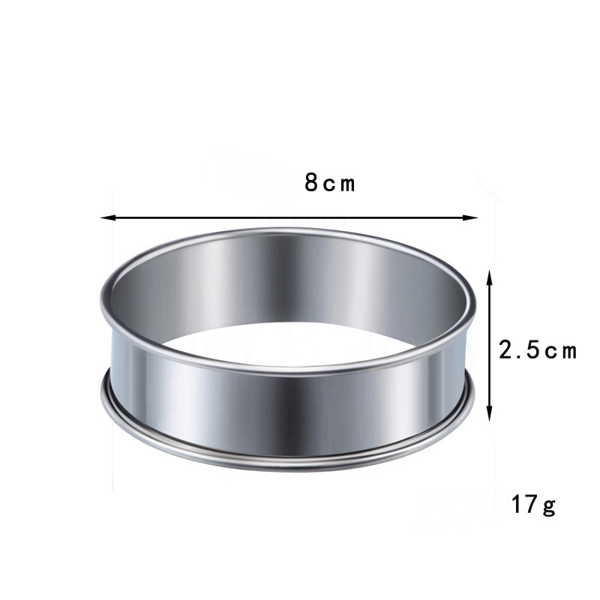Kageform i rustfrit stål 6 stk. Non-stick Muffinringe Crumpet Ringform
