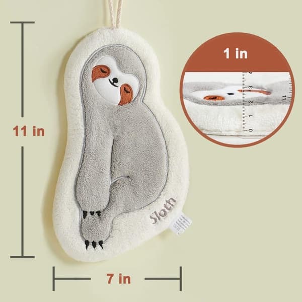 Søde dovendyr håndklæder til børn, mikrofiber koralfleece absorberende hurtigtørrende sæt med 3 til køkken badeværelse soveværelse