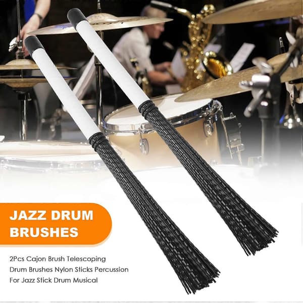 2 pcs Cajon Brushes Telescopic Drum Brushes Nylon Sticks Percussion for Jazz Stick Drum Music