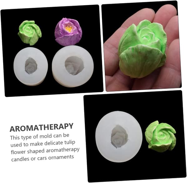 Silikonlysformsett 2 stk Tulipan Blomster Krystall Epoxy Dryppform DIY Aromaterapi Duftlys Produksjon