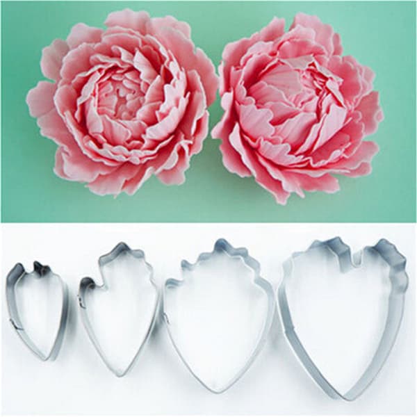 4 stk Peonblomst Kake Fondant Stempel Kutter Form Sukker