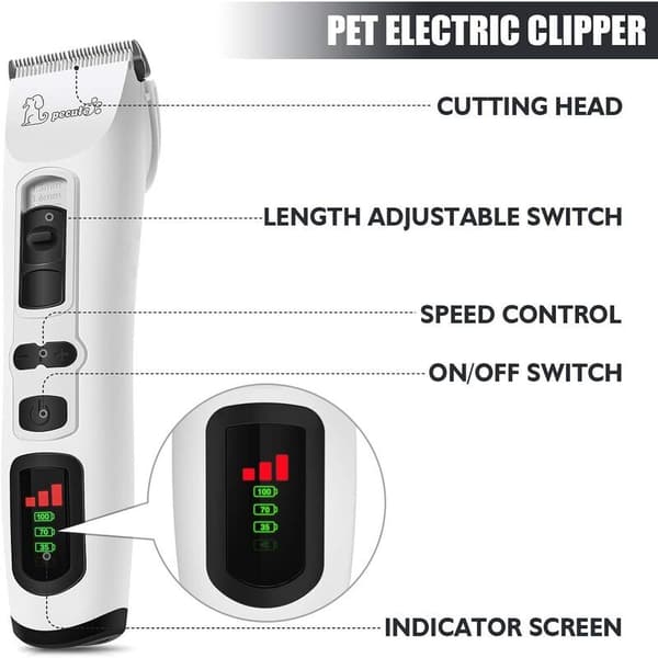 Professional Dog Clipper with LCD Screen, Thick Long-haired Dog Clipper, Cordless Dog Cat Clipper, Dog Grooming Kit, Removable Ceramic Blade 4 Hours