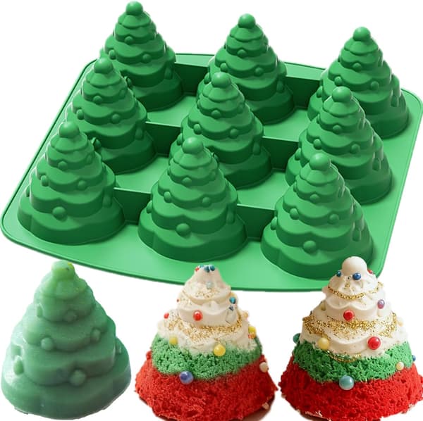 3D juletre silikonform juletreform silikonform julekakeform for baking av moussekaker og muffins