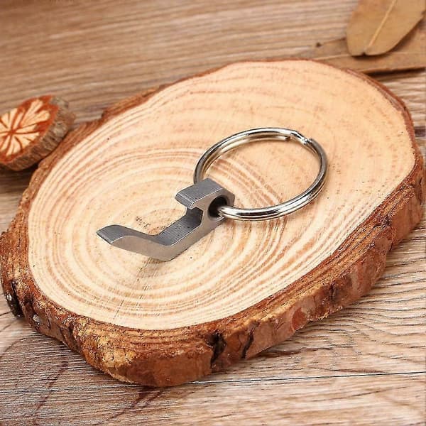 Flaskeåpner i rustfritt stål, mini, flat, for øl, utendørs overlevelse, lomme nøkkelring, verktøy, camping (2 stk, sølv)