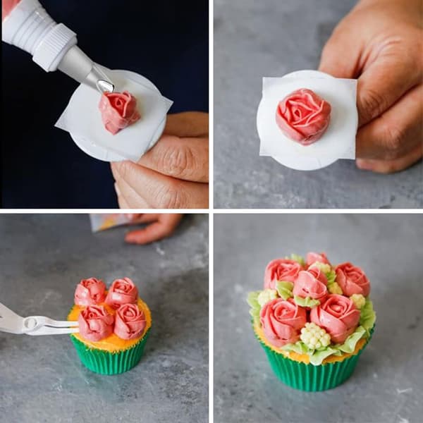 5-piece Rose Flower Nozzle Set, Cake Decorating, Icing Nozzles, Piping Nozzle Set, Cupcake Decorating Kit, Muffin Baking Tools