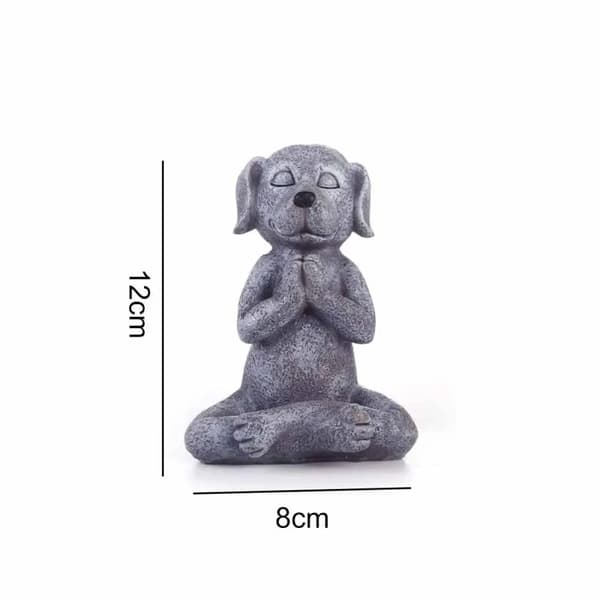 Mediterende hundestatue Buddha. Fred og ro, perfekt til din fedthave., (Mediterende hund grå)