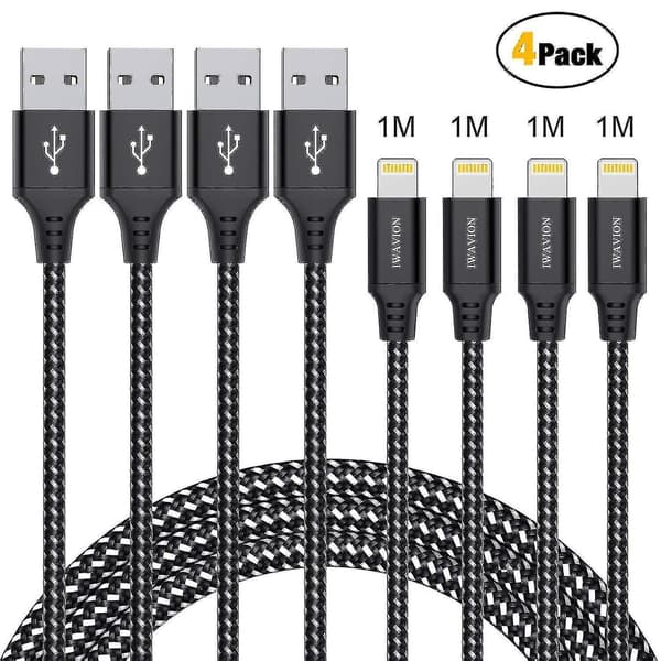 iPhone-latauskaapeli 4 kpl 3ft/1m Lightning-kaapeli Nylonpunottu iPhone-kaapeli USB-synkronointikaapeli Nopea