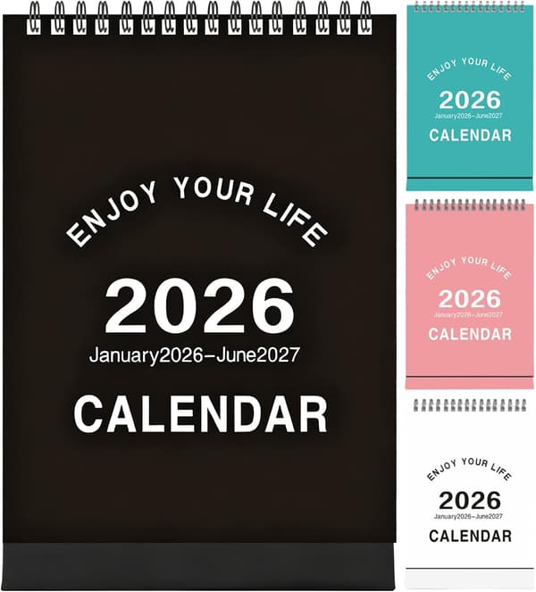 Minibordkalender 2026 Terminplaner Januar til juni 2027 Hvit - White