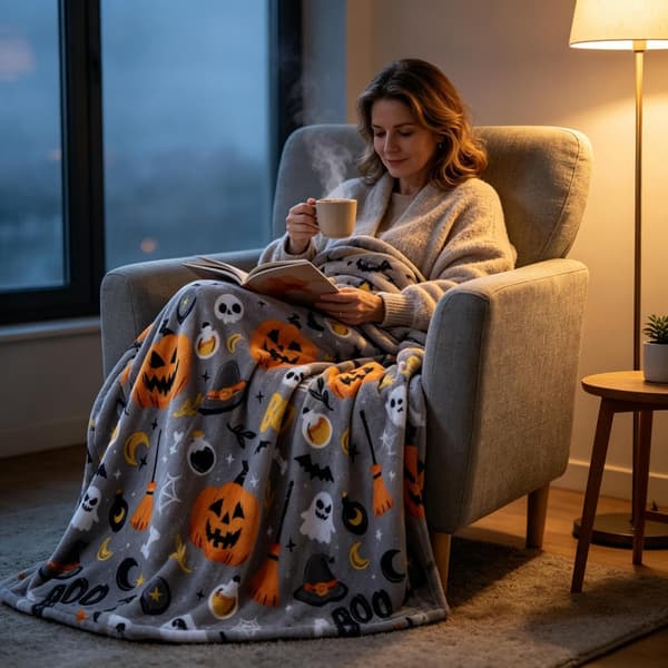Halloween-tæppe af flannel, blødt og maskinvaskbart 100 x 130 cm C 100 X 130 Cm C