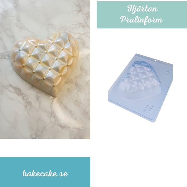 Pralinform Hjerte 500g Sjokoladeform - BWB 9896 - Spesiell 3-delt form Transparent transparent