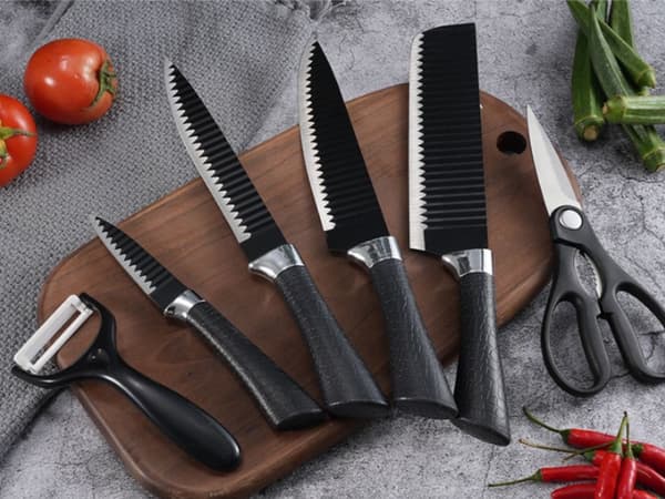 Knife set 6 pieces with scissors peeler steel 608