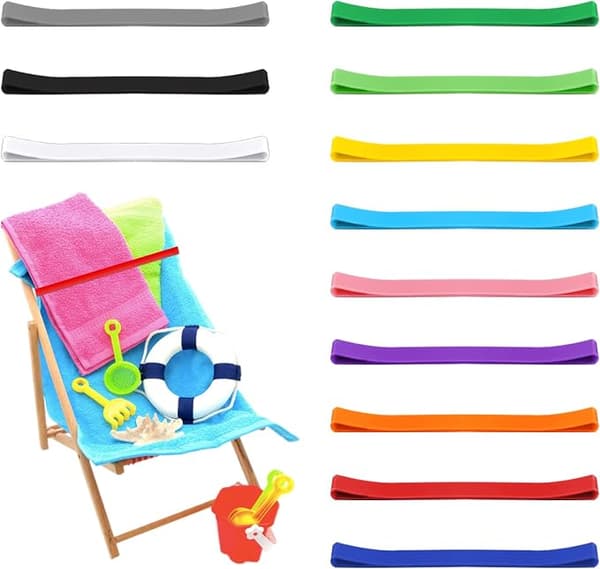 12 stycken strandhandduksband, flerfärgade elastiska klämmor