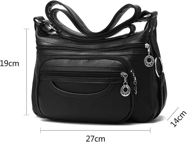 Dame Crossbody-taske, Cusual Multi-lommer PU Læder Håndtaske Skuldertaske (Blå)
